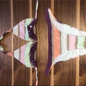 Vix Striped Pastel Beaded Bikini